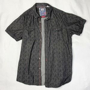Men MBX Button Up Shirt Black Denim Size Large